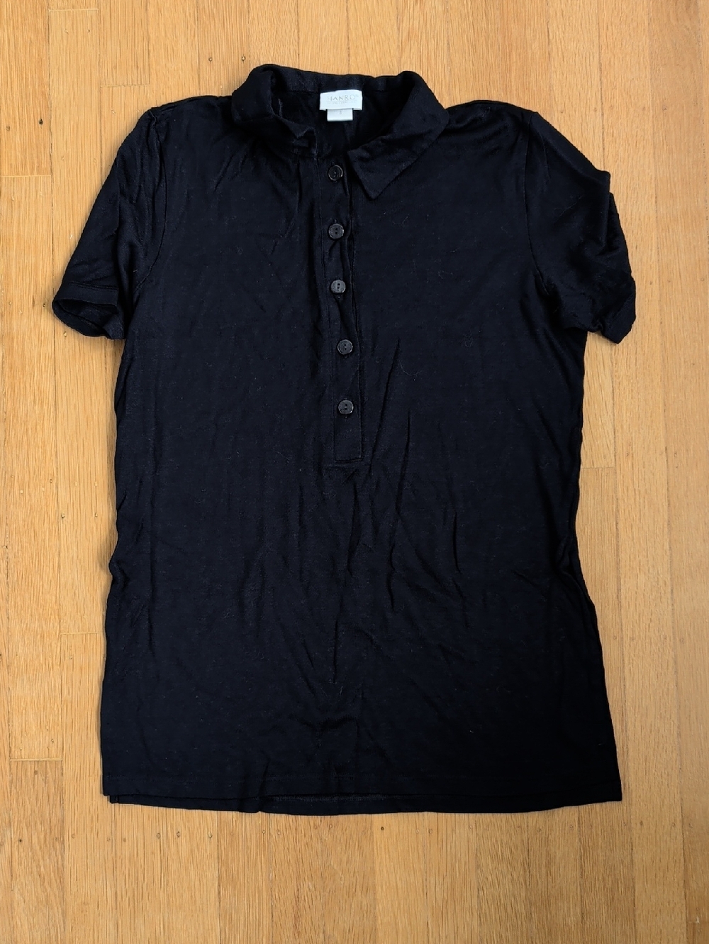 Hanro Blue Short-Sleeve Polo Button-Up Top